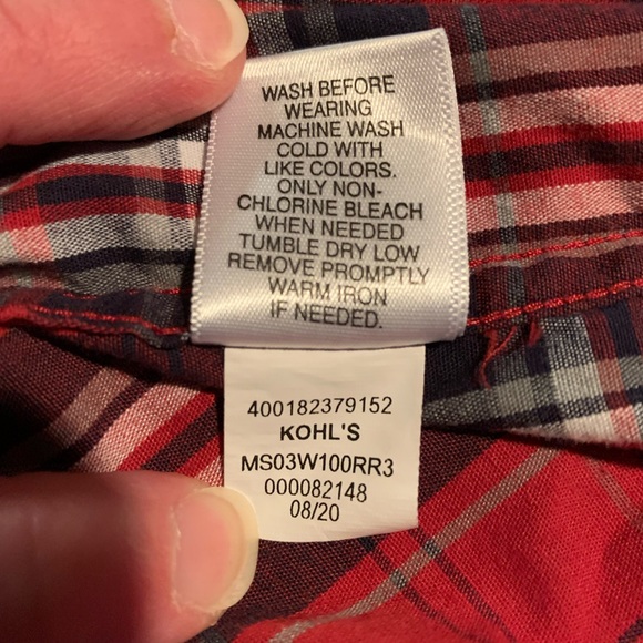 Sonoma Men’s Small Red Plaid Long Sleeve Button-Down Shirt - Picture 6 of 6